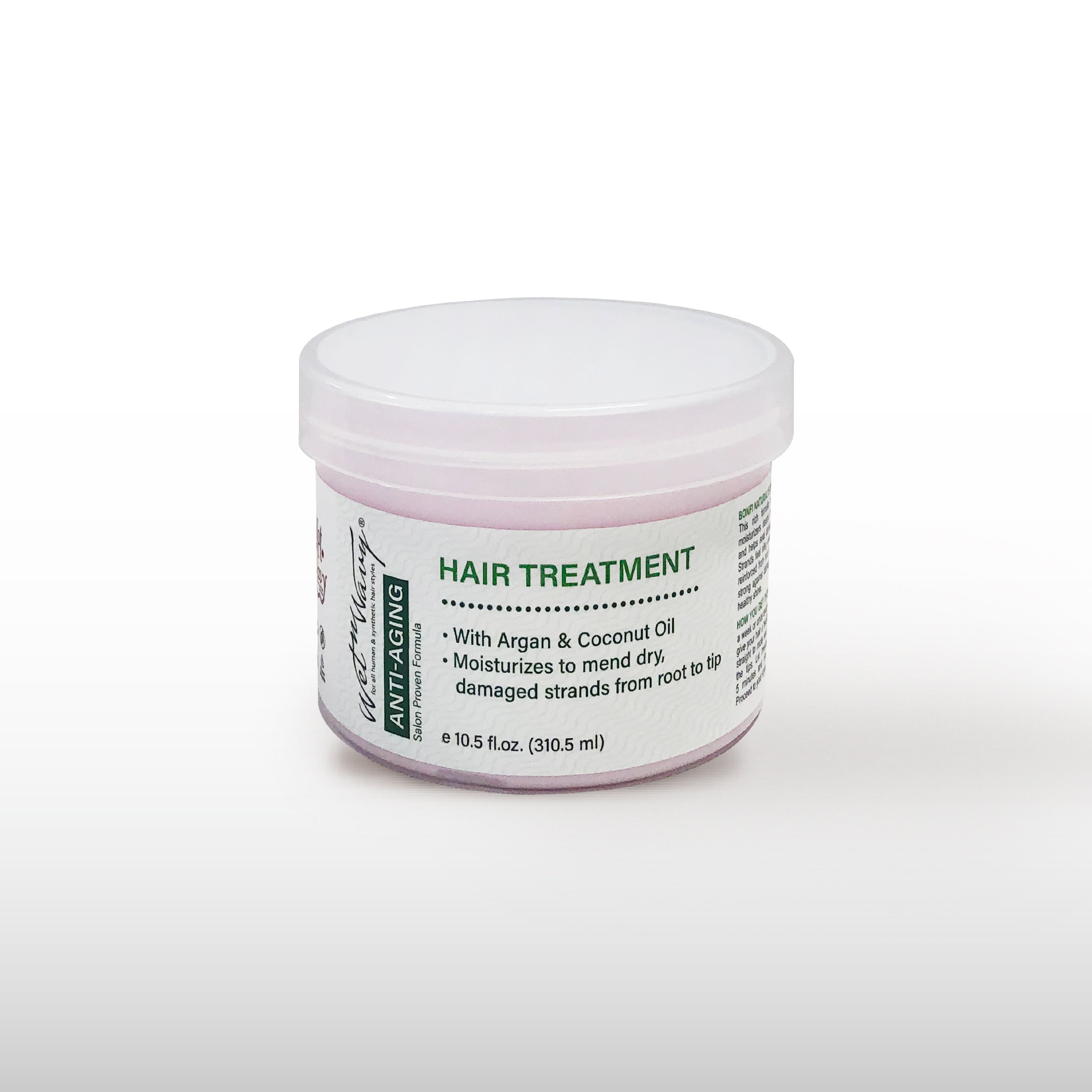 Jar of Anti-Aging Hair Treatment with Argan and Coconut Oils.