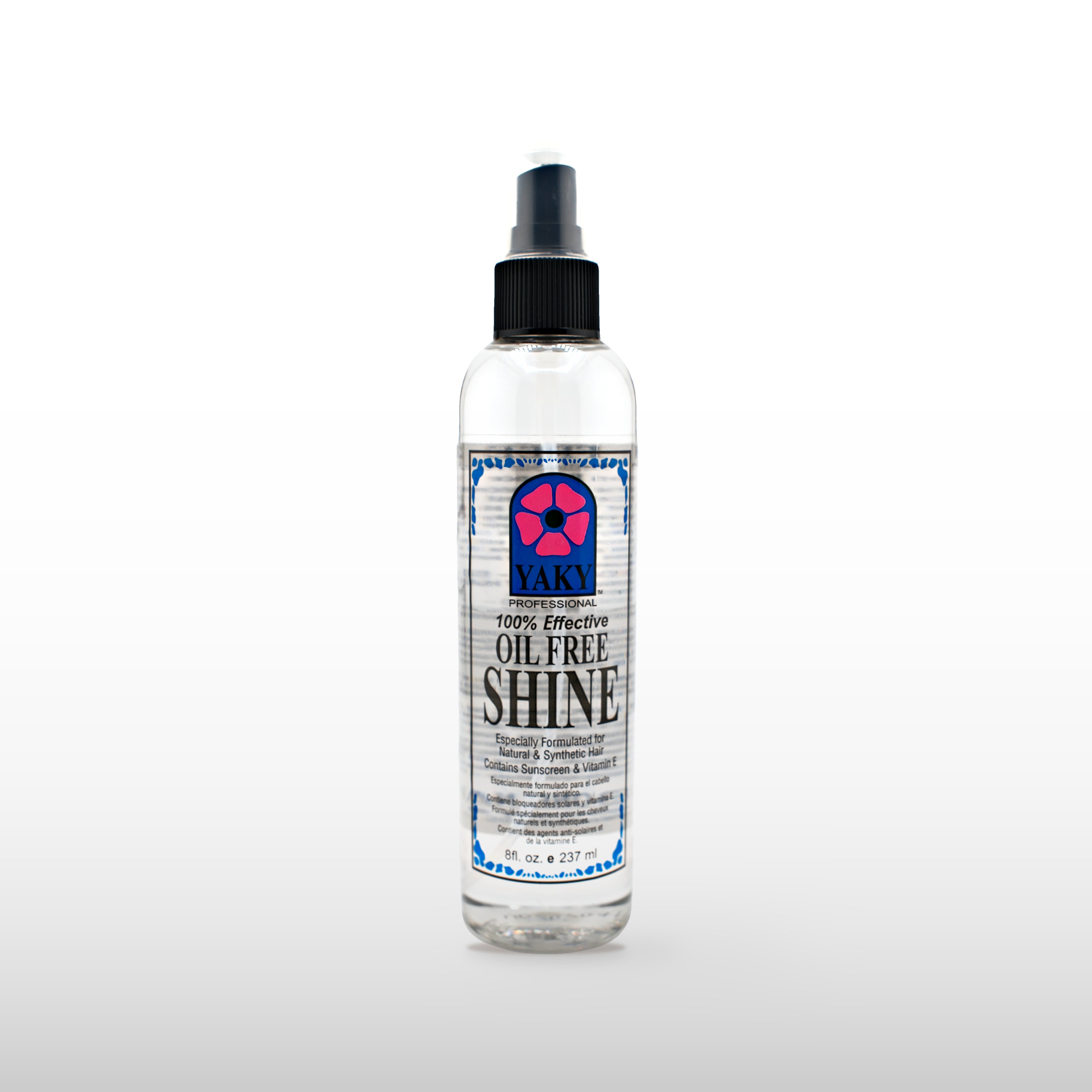 Yaky Oil-Free Hair Shine 8 oz spray bottle on a white background