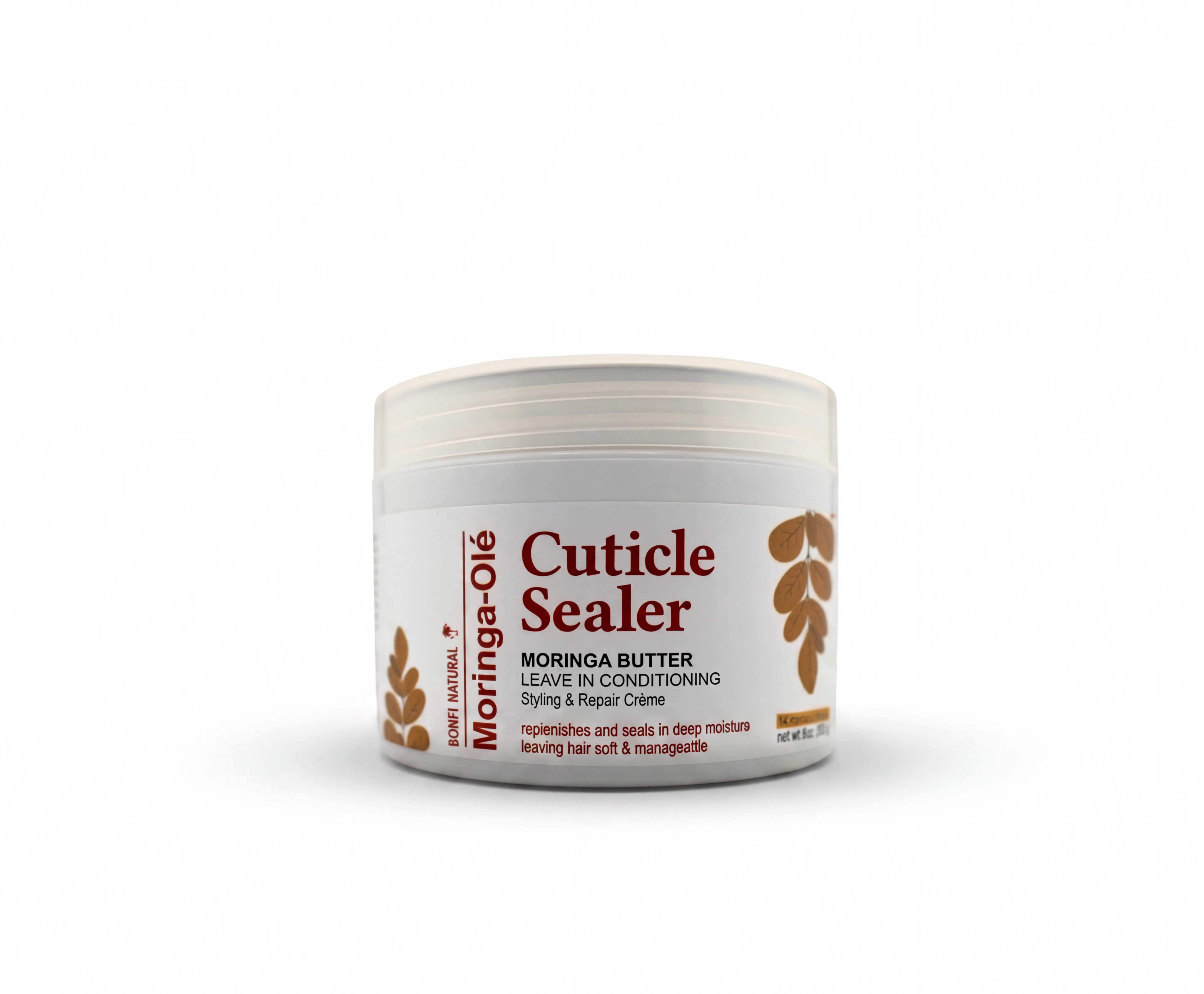 Bonfi Natural Moringa Ole Cuticle Sealer & Leave-In Conditioner 8 oz bottle